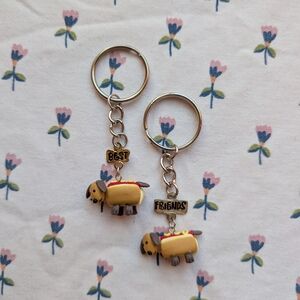 Polymer clay hot dog dauschunds best friends keychains gift set